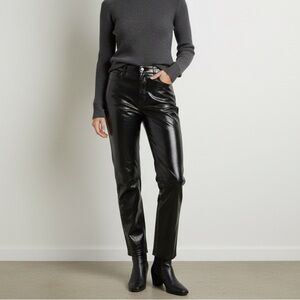 NWT Topshop Sz 8 Black Shiny Vinyl Straight Leg Pants